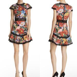 Alice + Olivia Rapunzel Lace-Trim Floral Print Dress